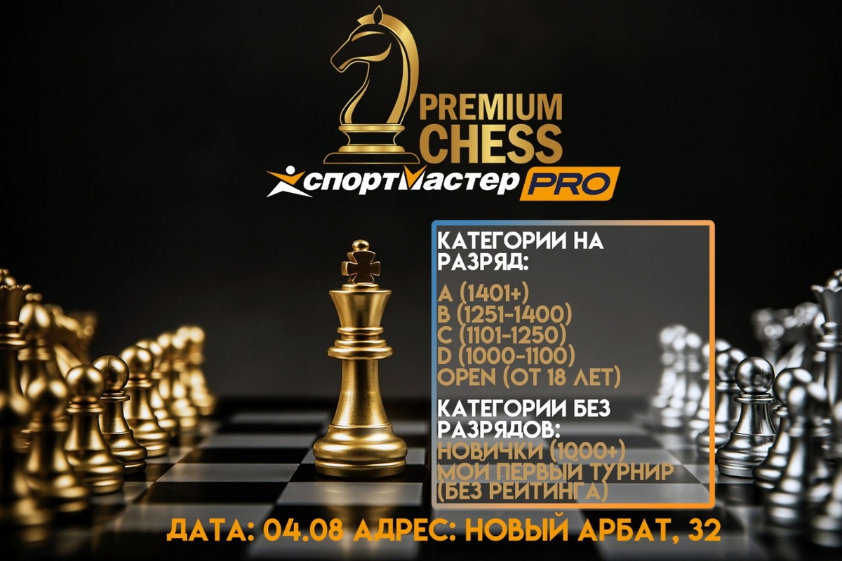 Турниры на разряды Premium Chess пройдут в это воскресенье